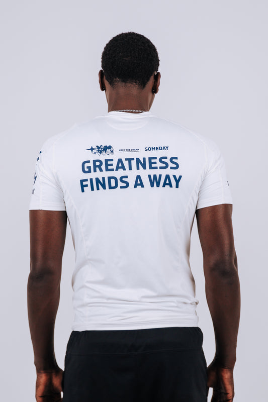 "Greatness Finds A Way” Compression Shirt — White Edition