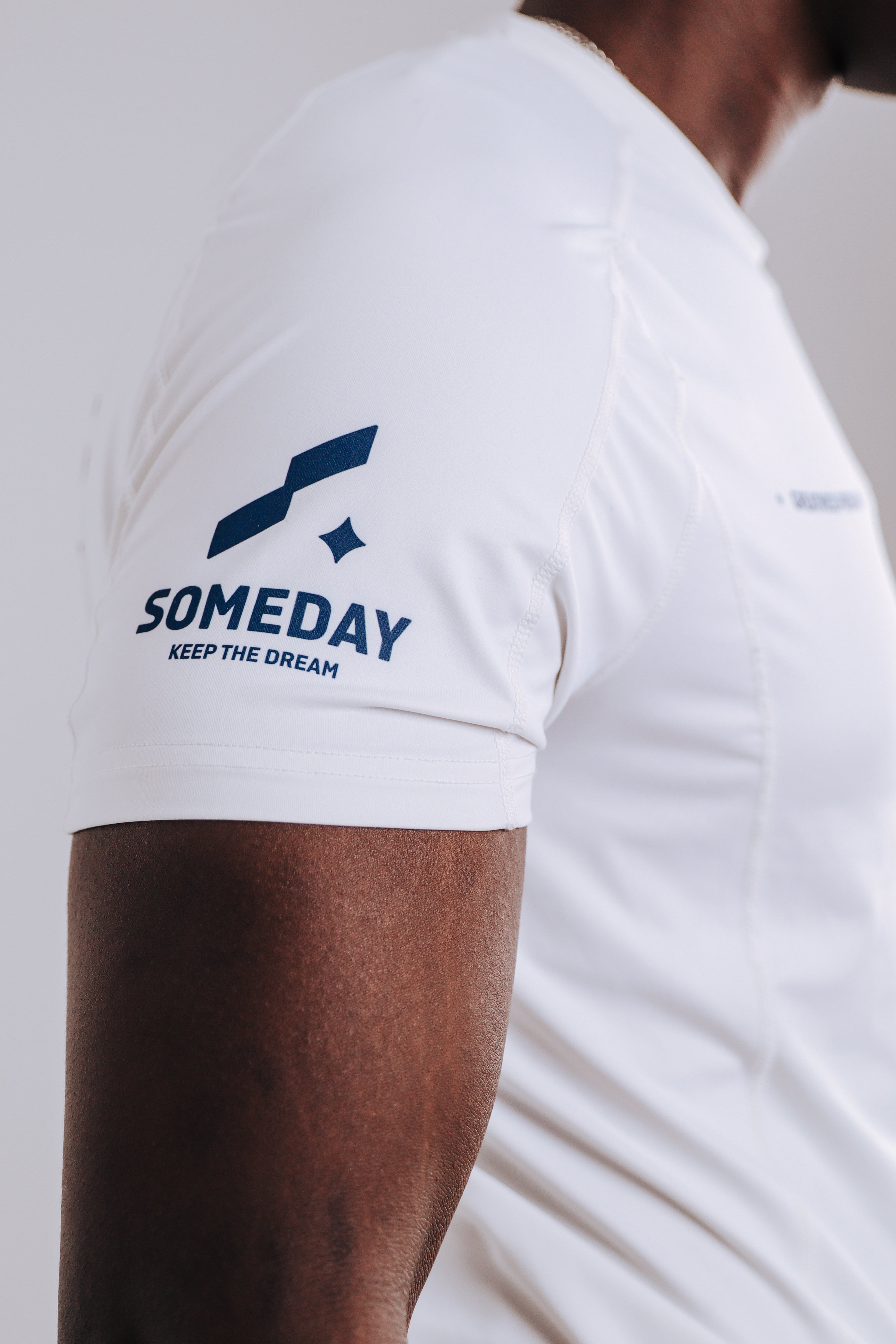 Greatness Finds A Way” Compression Shirt — White Edition – Someday